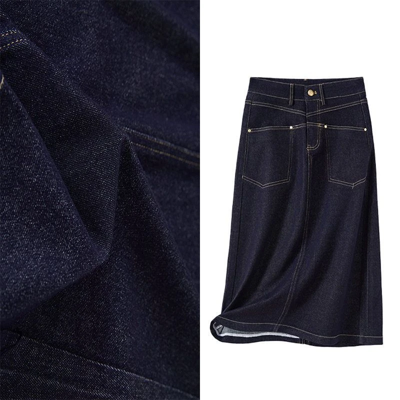 【不易掉色】丹宁蓝显瘦百搭直筒款高腰牛仔半裙女2025春夏新牛仔裙