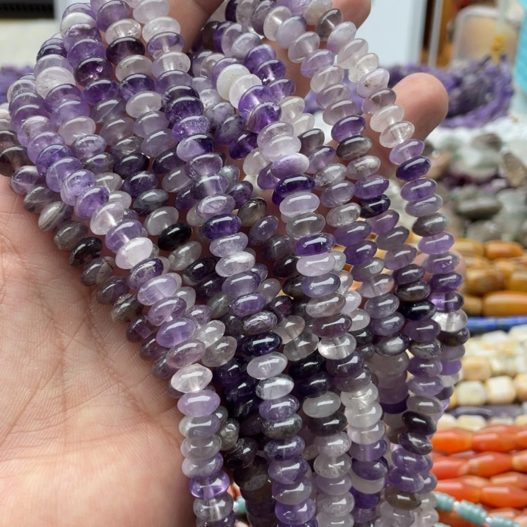 玛瑙/玉髓合金珠宝半成品一条装卡8mm紫水算盘珠