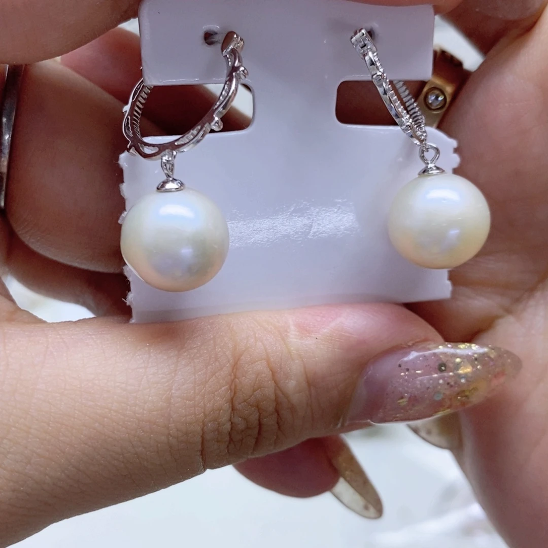 银S925镶嵌淡水珍珠耳饰