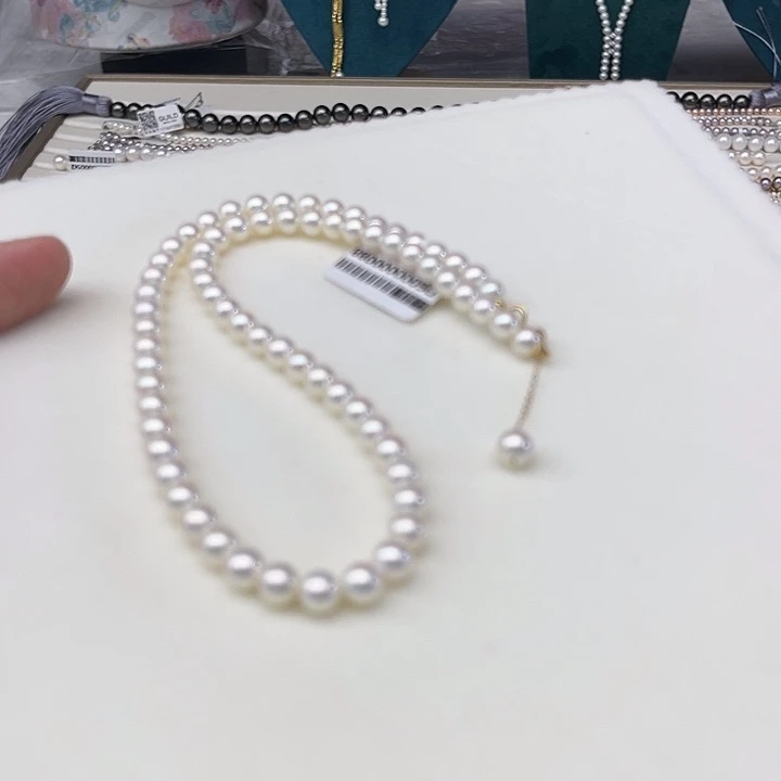 颈饰18K金镶嵌淡水珍珠卡6➕极光炫彩银蓝色高品毕业级