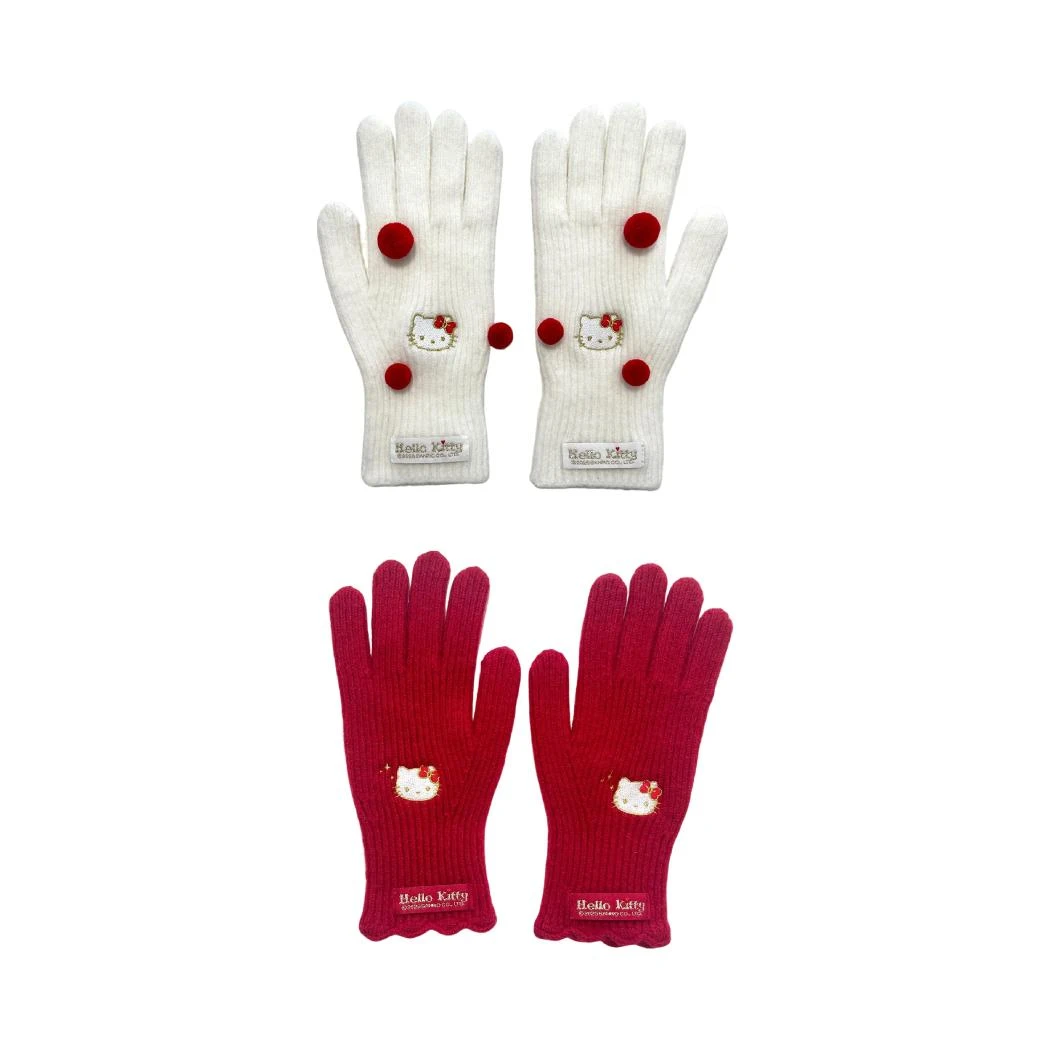 红色系列红金针织女士手套-Hello Kitty（款式随机）