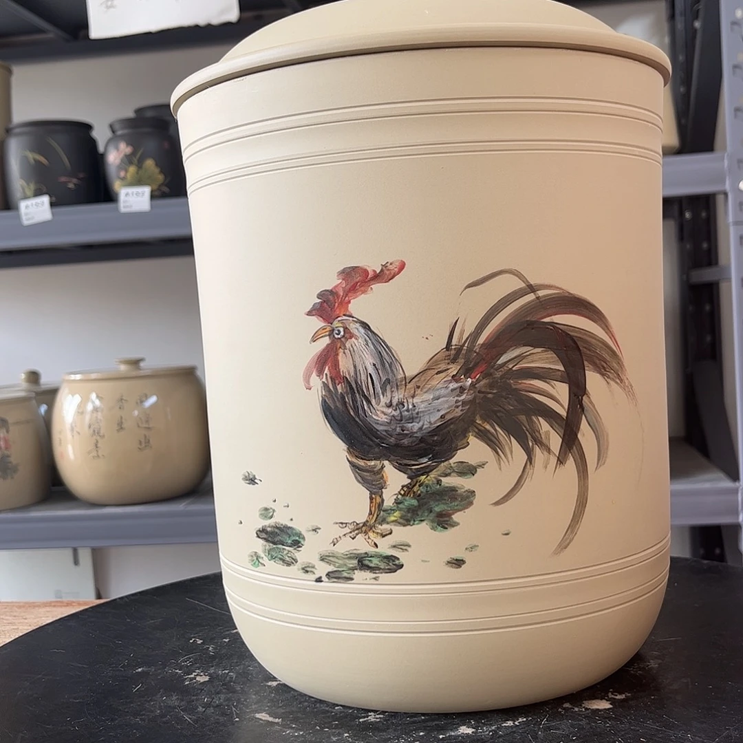 罐白泥哑光存茶九饼缸