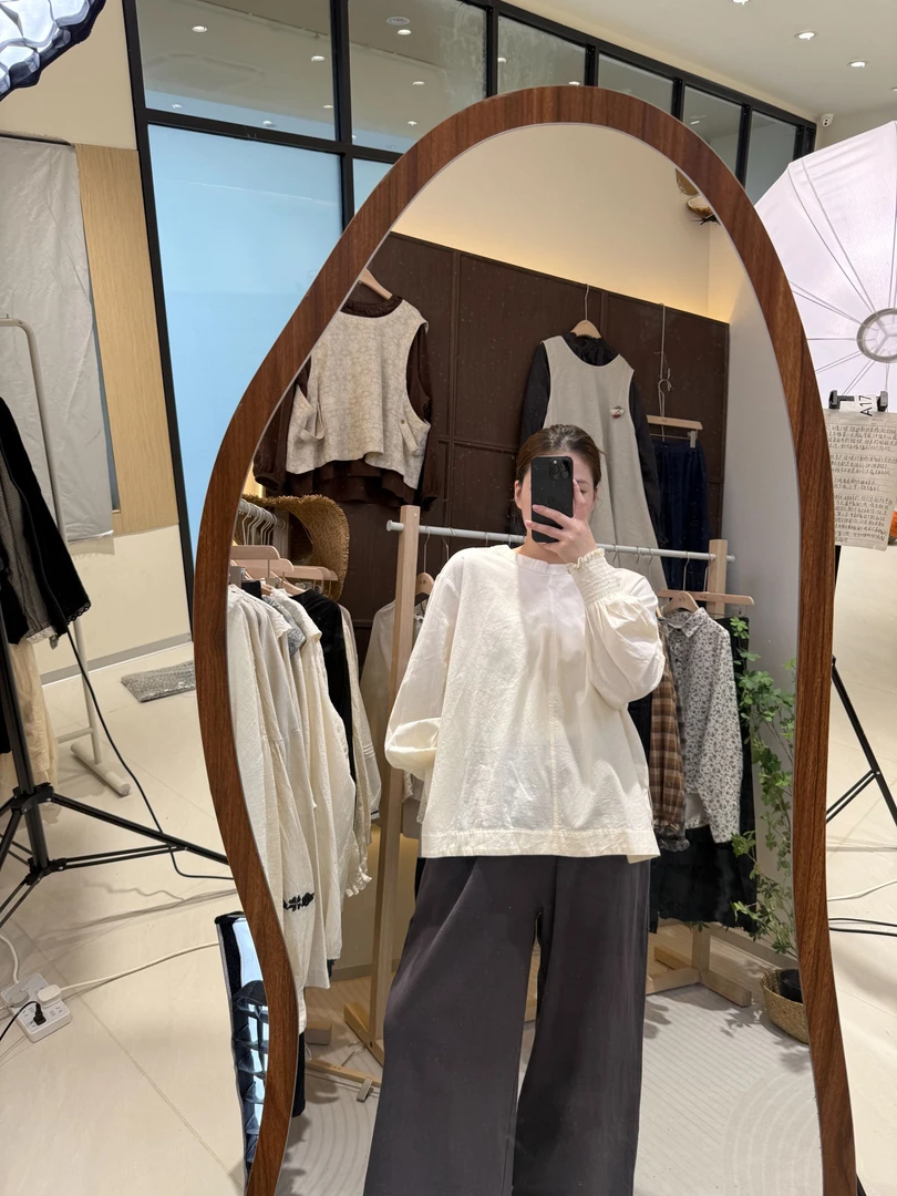 （简麻）秋季女时尚设计师打底休闲风圆领慵懒风宽松时尚J99