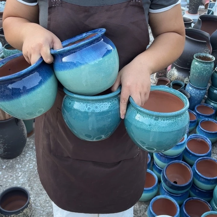 紫砂花盆口14高14瑕疵瑕疵