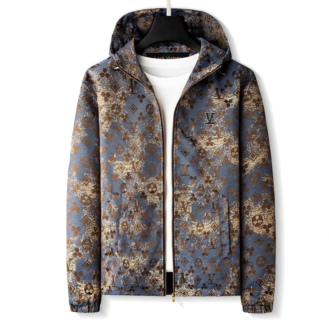 SP-K56-2025年春款连帽休闲男士夹克外套时尚百搭宽松轻奢百搭