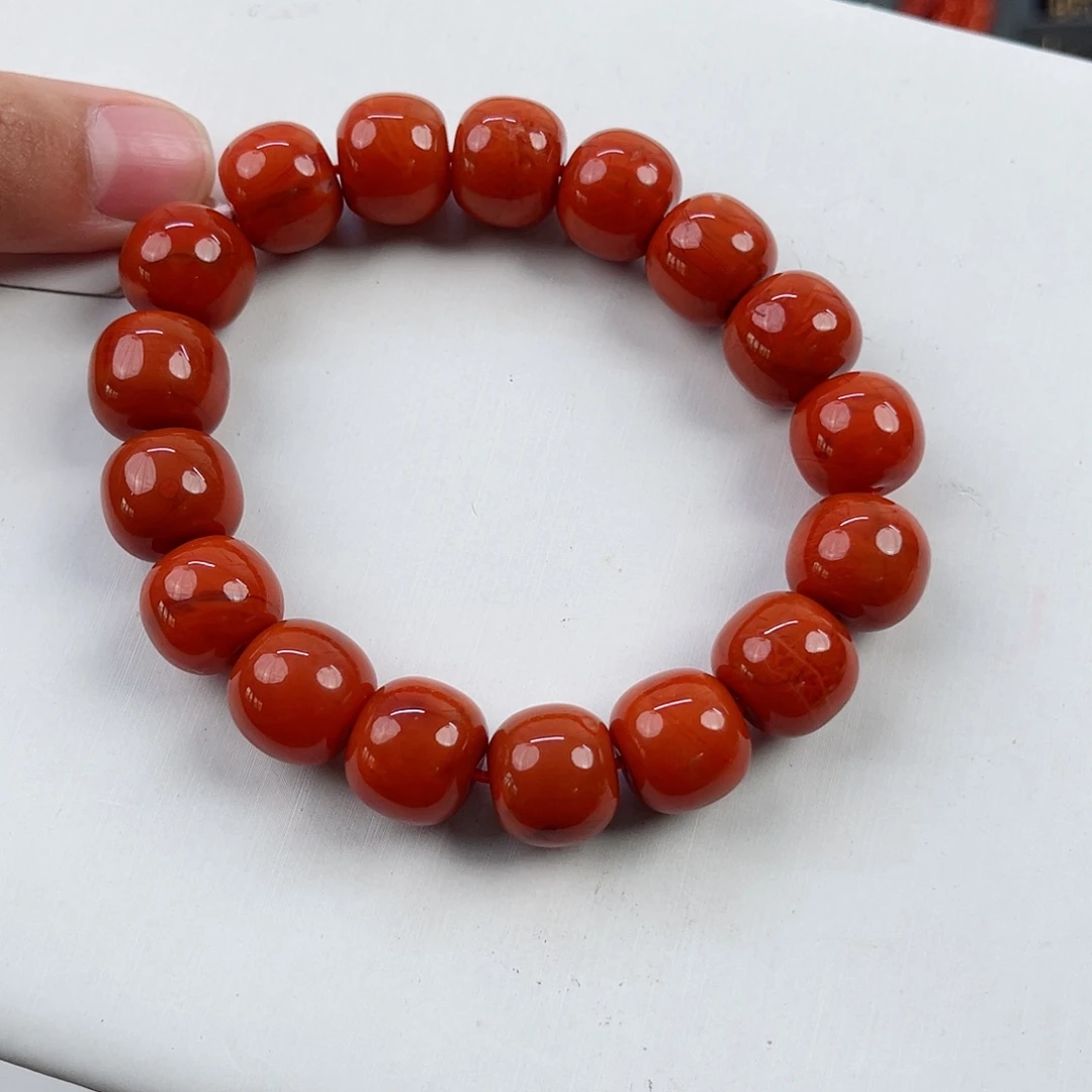 南红玛瑙瓦西柿子红老型单圈13mm未镶嵌