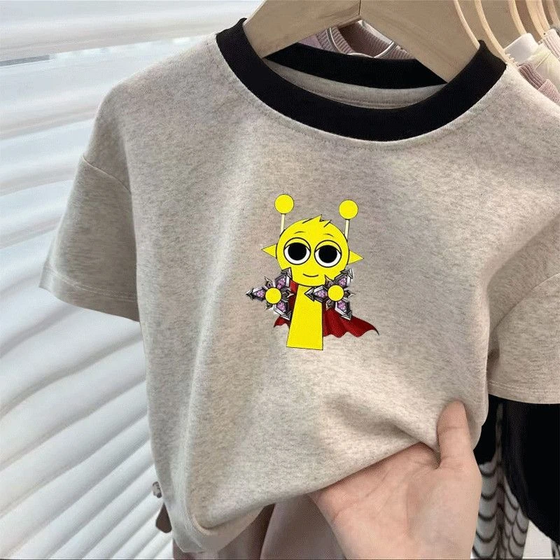 节奏盒子t恤儿童短袖衣服sprunki音乐盒子上衣纯棉夏季男女童半袖