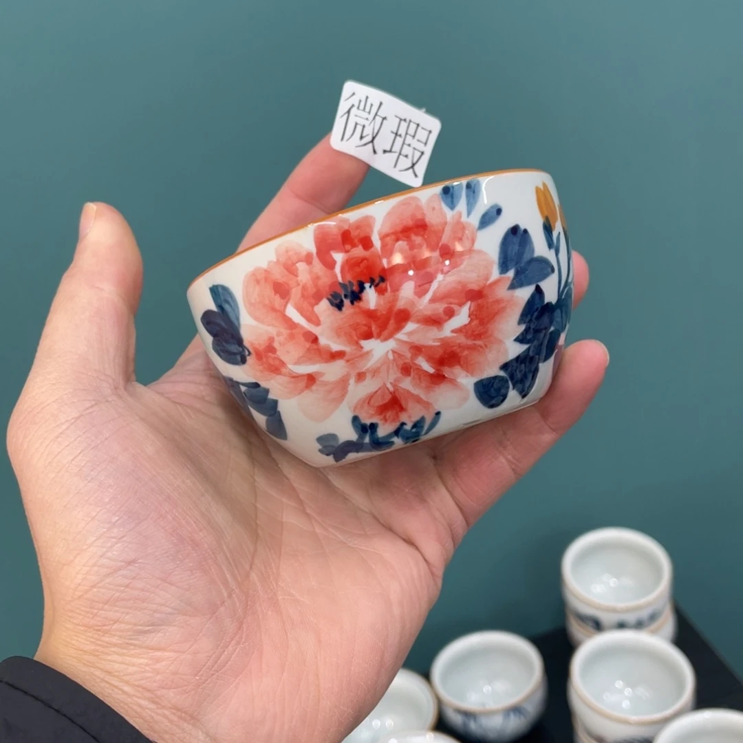 釉下手绘茶具微瑕