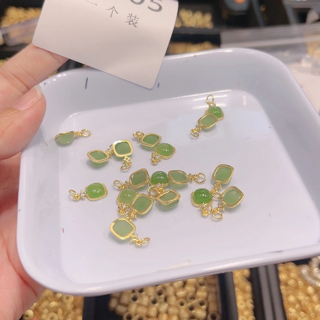 水晶珠宝半成品银S925镀金镶嵌105