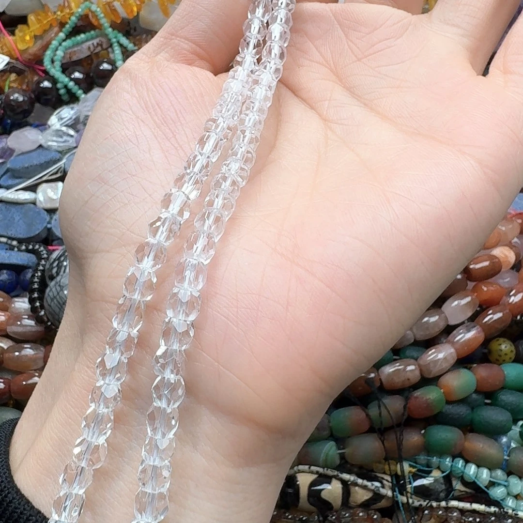 玛瑙/玉髓合金珠宝半成品一条6mm白水晶方糖