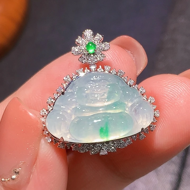 翡翠18K金镶嵌吊坠(不含链)