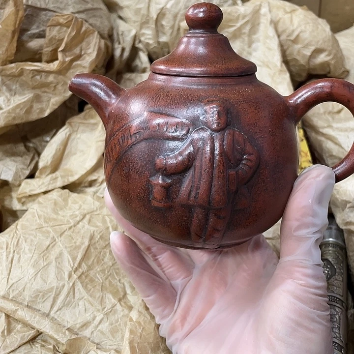 茶壶紫砂原矿泥料，手工制作一把，紫砂壶。