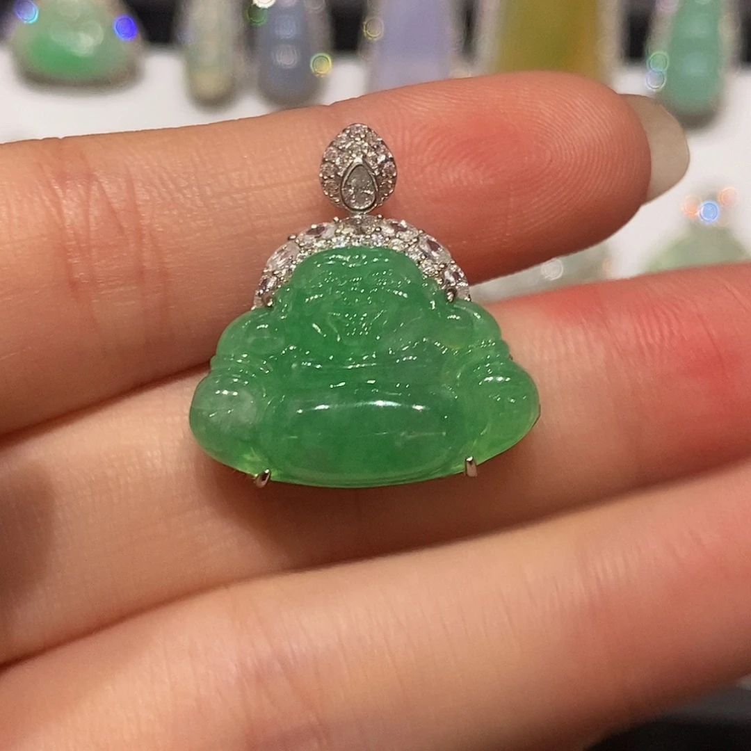 小***猪翡翠银S925镶嵌颈饰天然翡翠