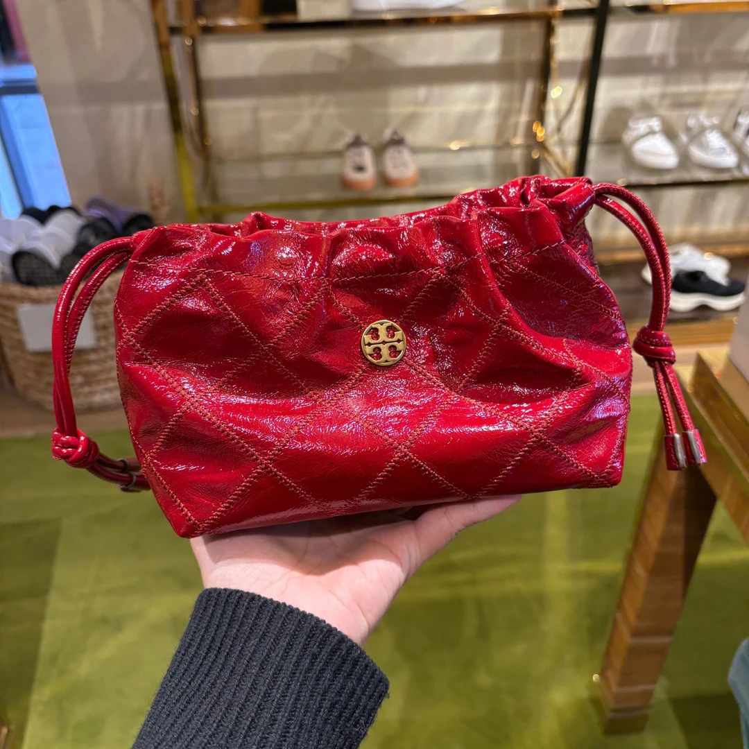 TORY BURCH/汤丽柏琦Willa女士抽绳开口单肩斜挎福袋包约20*12*12