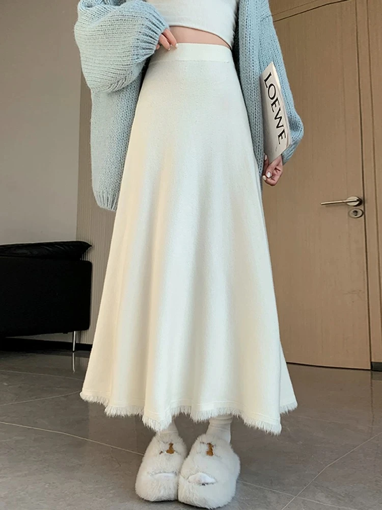 A001-A050 秋冬毛衣新款伞裙百褶大裙摆半身裙