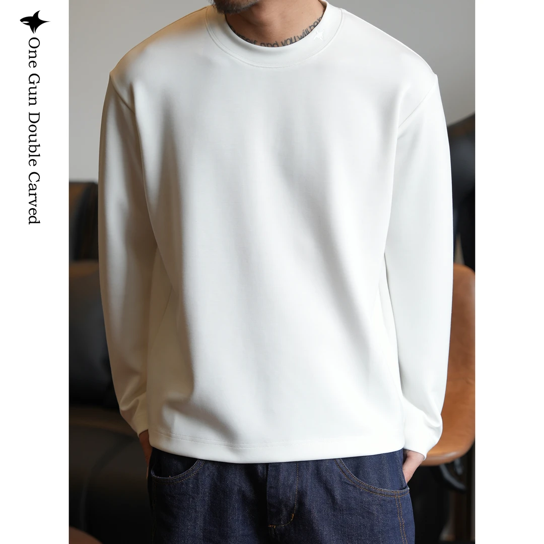 老颜高奢莱赛尔弹力长袖打底衫秋冬新款舒适宽松纯色免烫长袖上衣