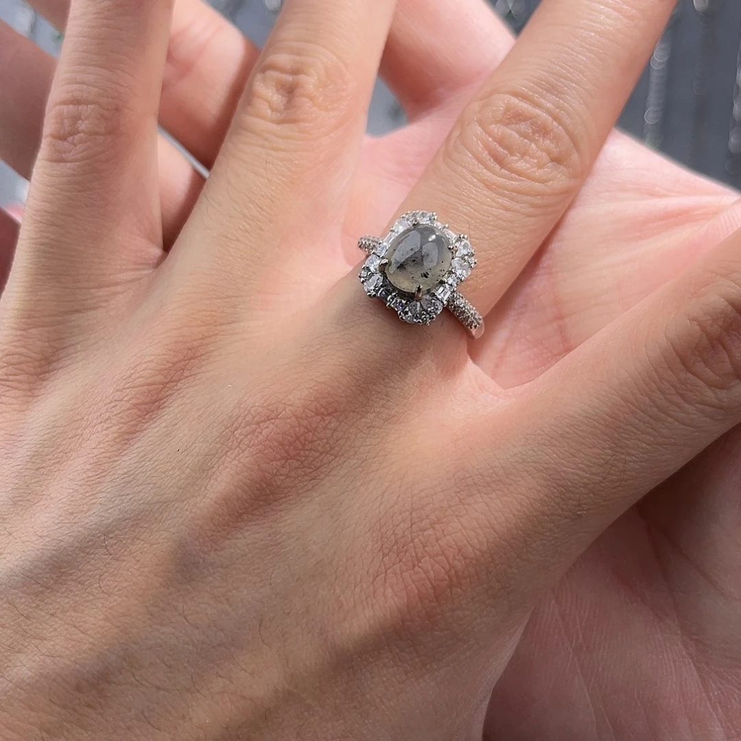 翡翠戒指银S925镶嵌56789