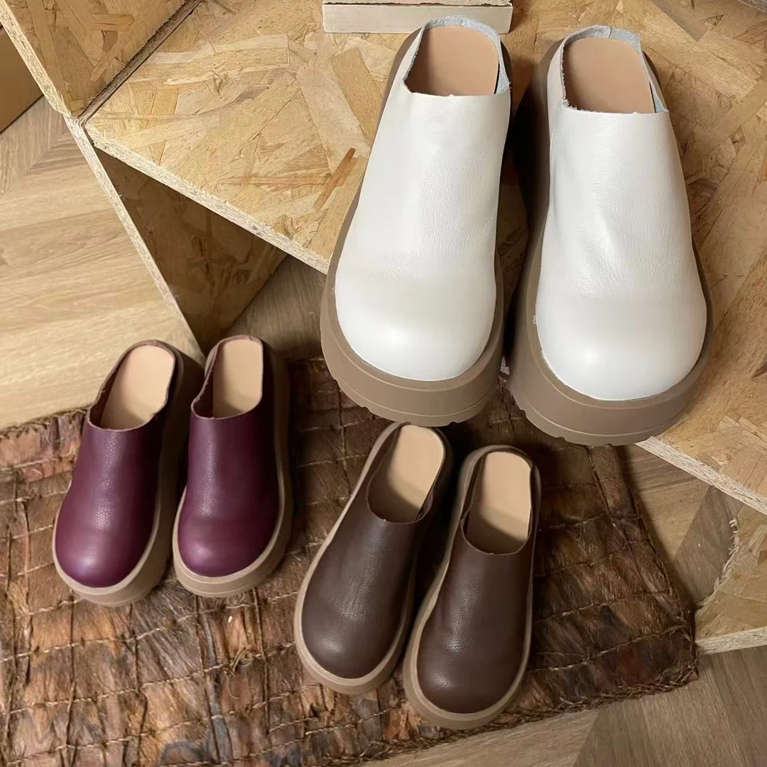 拙手作2025夏季新款一脚蹬厚底包头拖鞋百搭松糕底女鞋轻便舒适