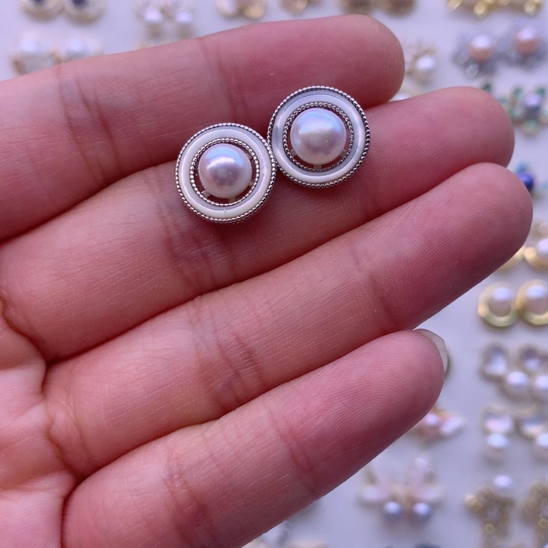 合金淡水珍珠耳饰