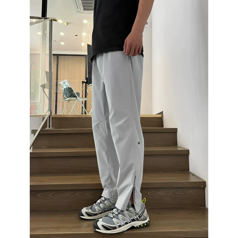 美式侧拉链速干运动裤男夏季薄款户外登山软壳冲锋裤直筒休闲裤子