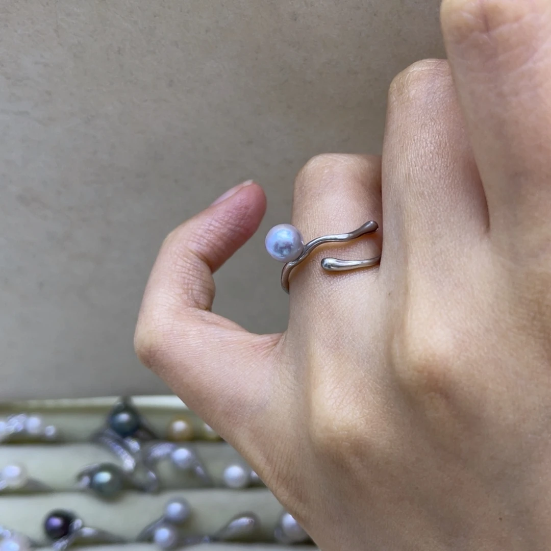 海水珍珠戒指银S925镶嵌