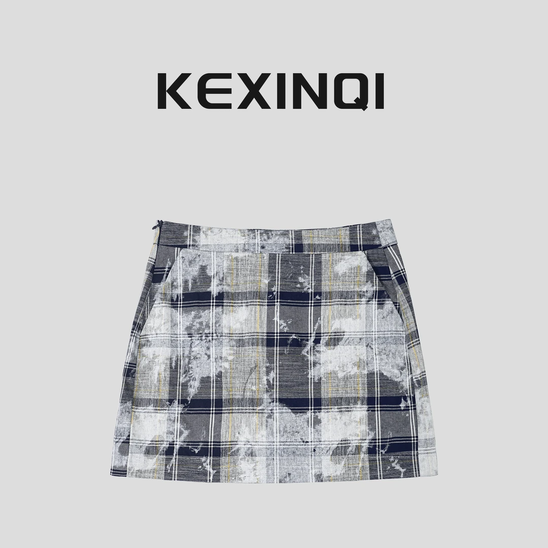 KEXIN 脏脏格子裙 2024新款百搭休闲夏日清凉半裙-242BQZKX20721