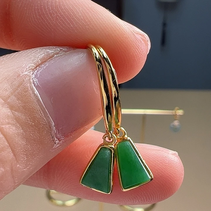翡翠耳饰银S925镶嵌耳饰