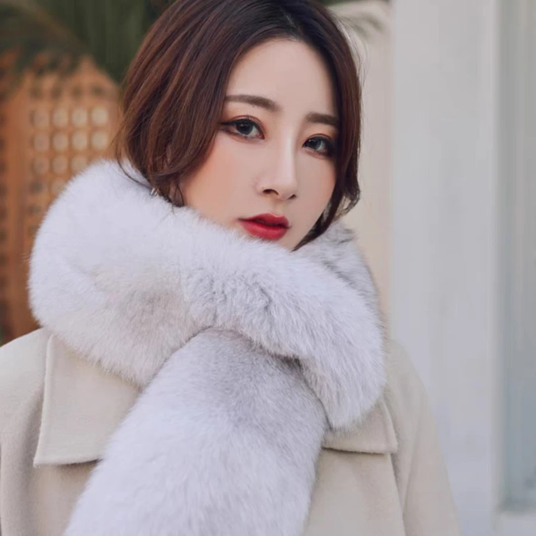 时尚百搭真毛双面狐狸毛双面围脖90长