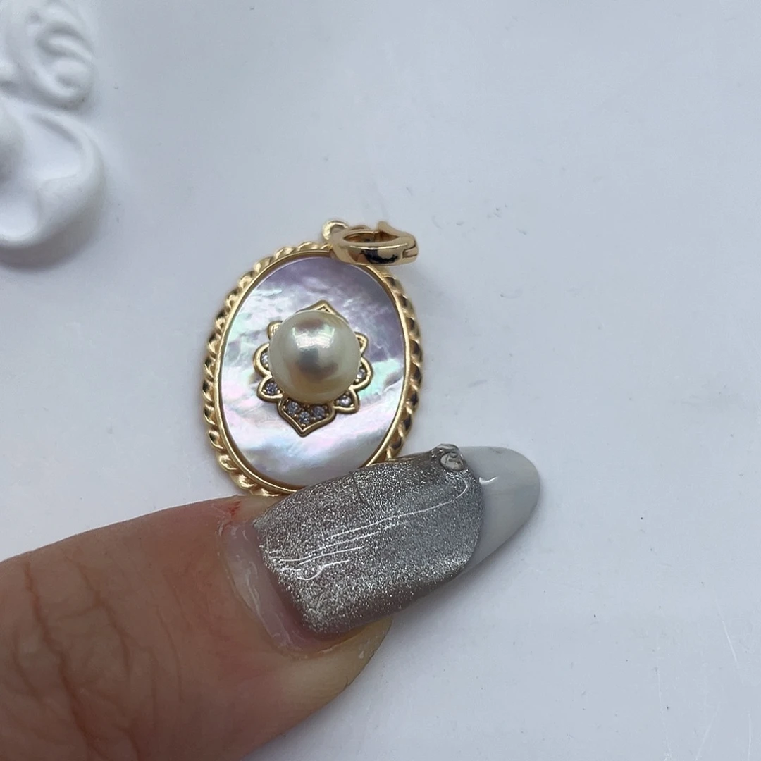 海水珍珠吊坠(不含链)银S925镶嵌