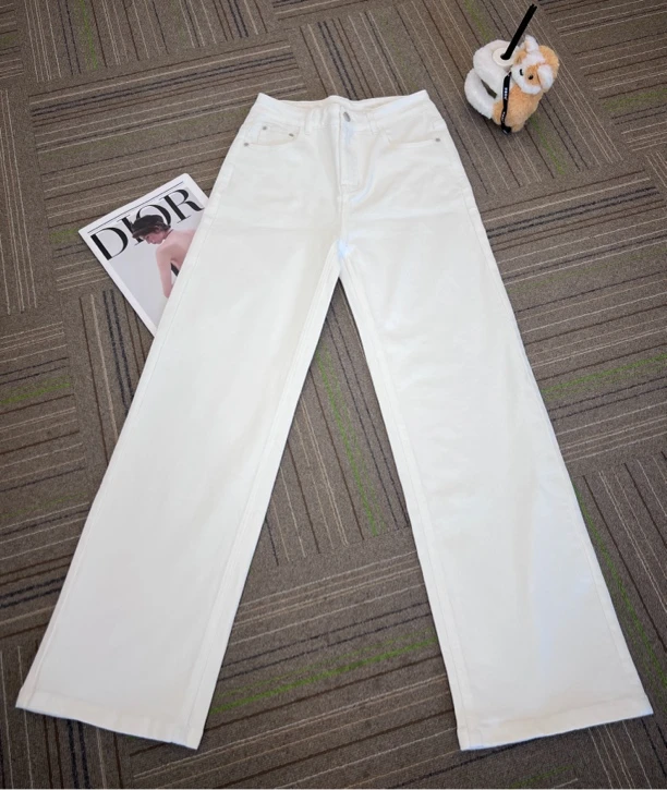 【BIN BIN家】2025深圳南油新款白色牛仔裤 窄版直筒显高显瘦显腿长