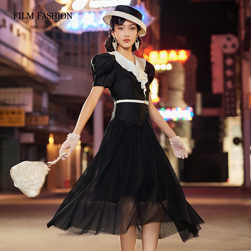 【媛媛女王专享】一电影一时装荷叶边撞色短外套FEJG123537