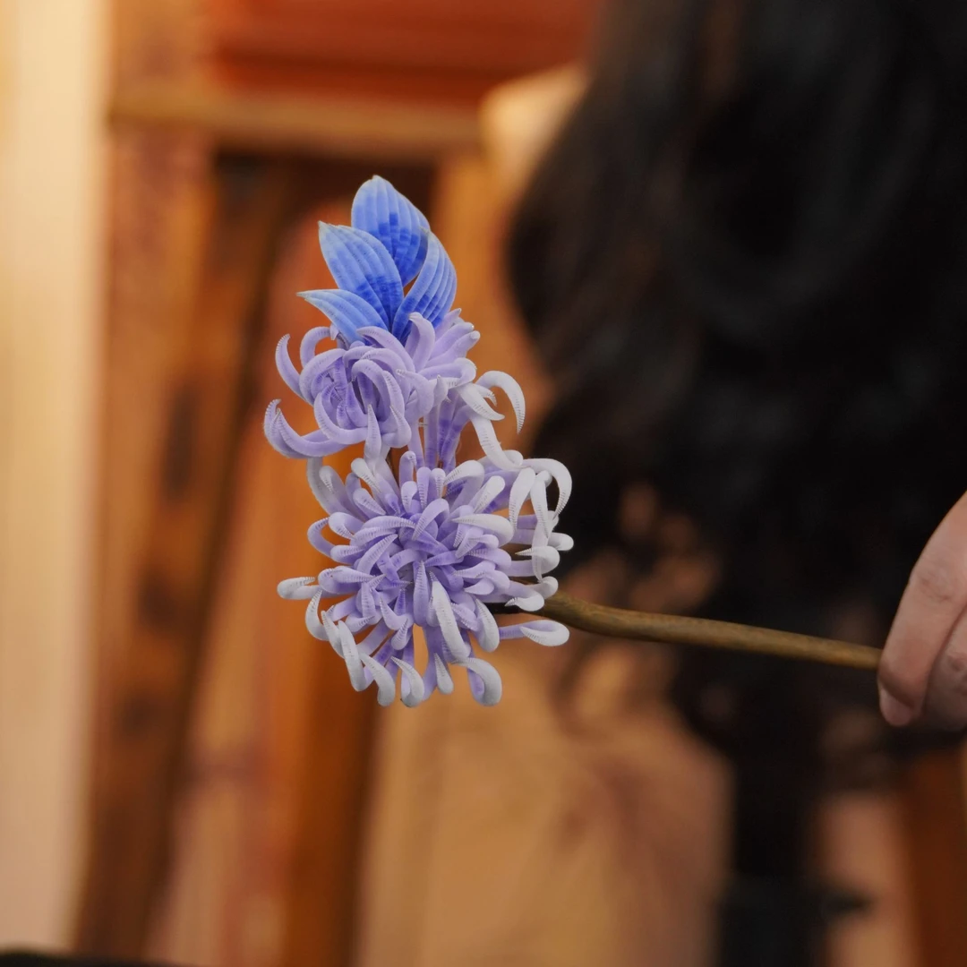 紫秋风词非遗绒花南京绒花国风手工艺品