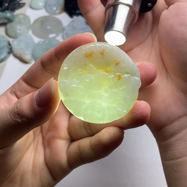 翡翠未镶嵌颈饰荷叶鱼26