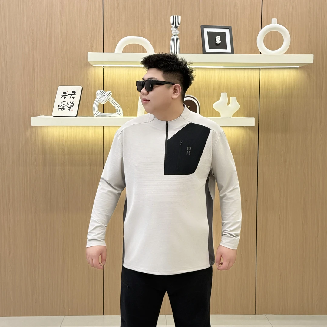 大码男装 秋季上新 拼接卫衣2551半拉链