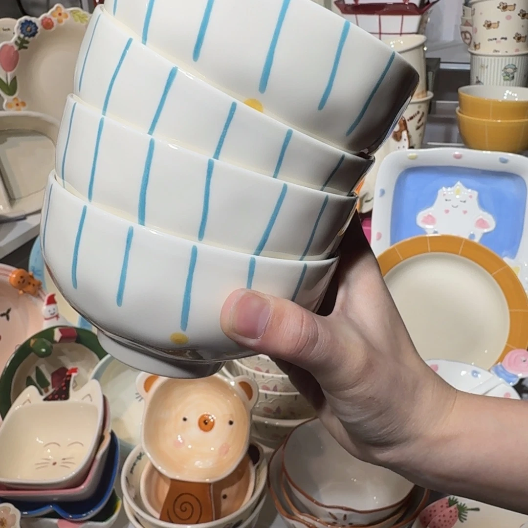 陶瓷好看米饭碗4个装