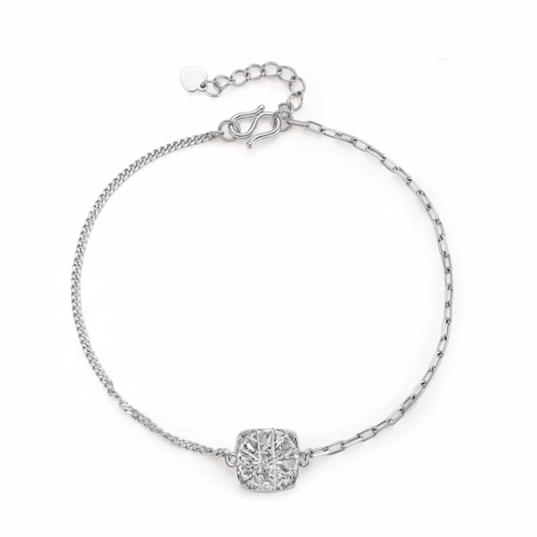 铂星珠宝Pt950铂金方糖手链编织工艺气质轻奢时尚百搭小众简约