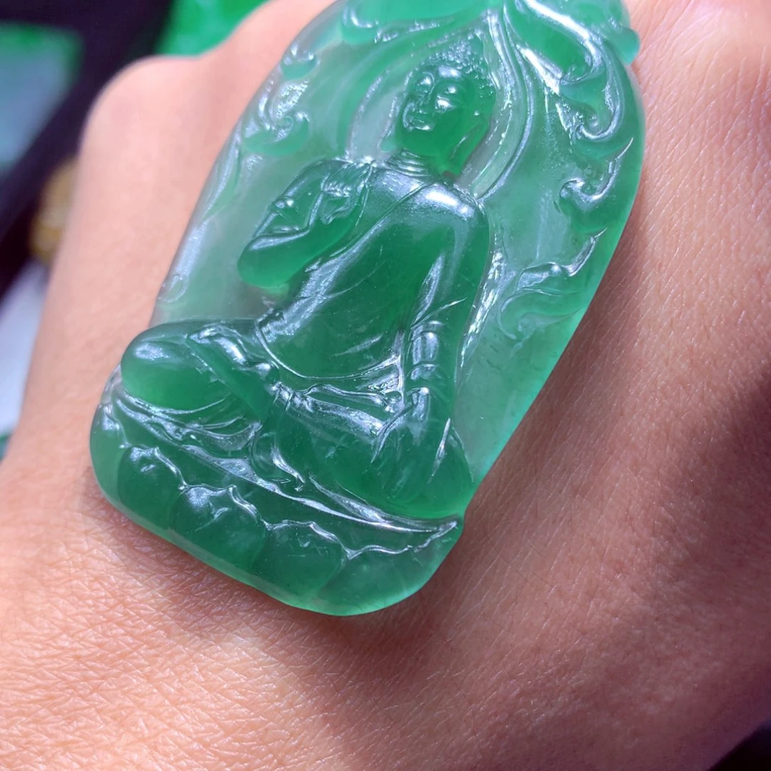 定制翡翠未镶嵌天然翡翠A货毛货挂件