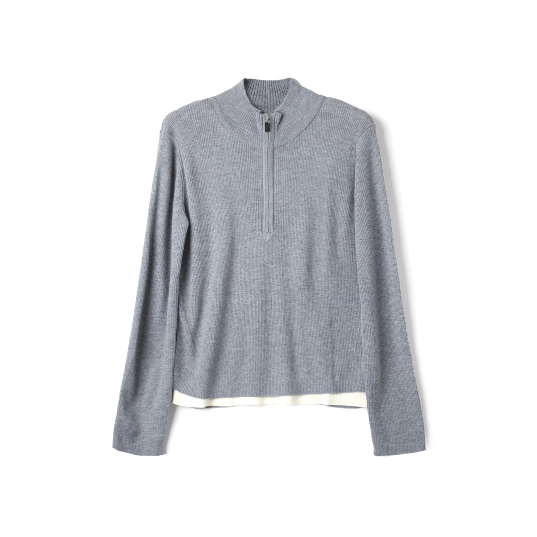 【WUGEE】春款长袖时尚半高领套头针织假两件