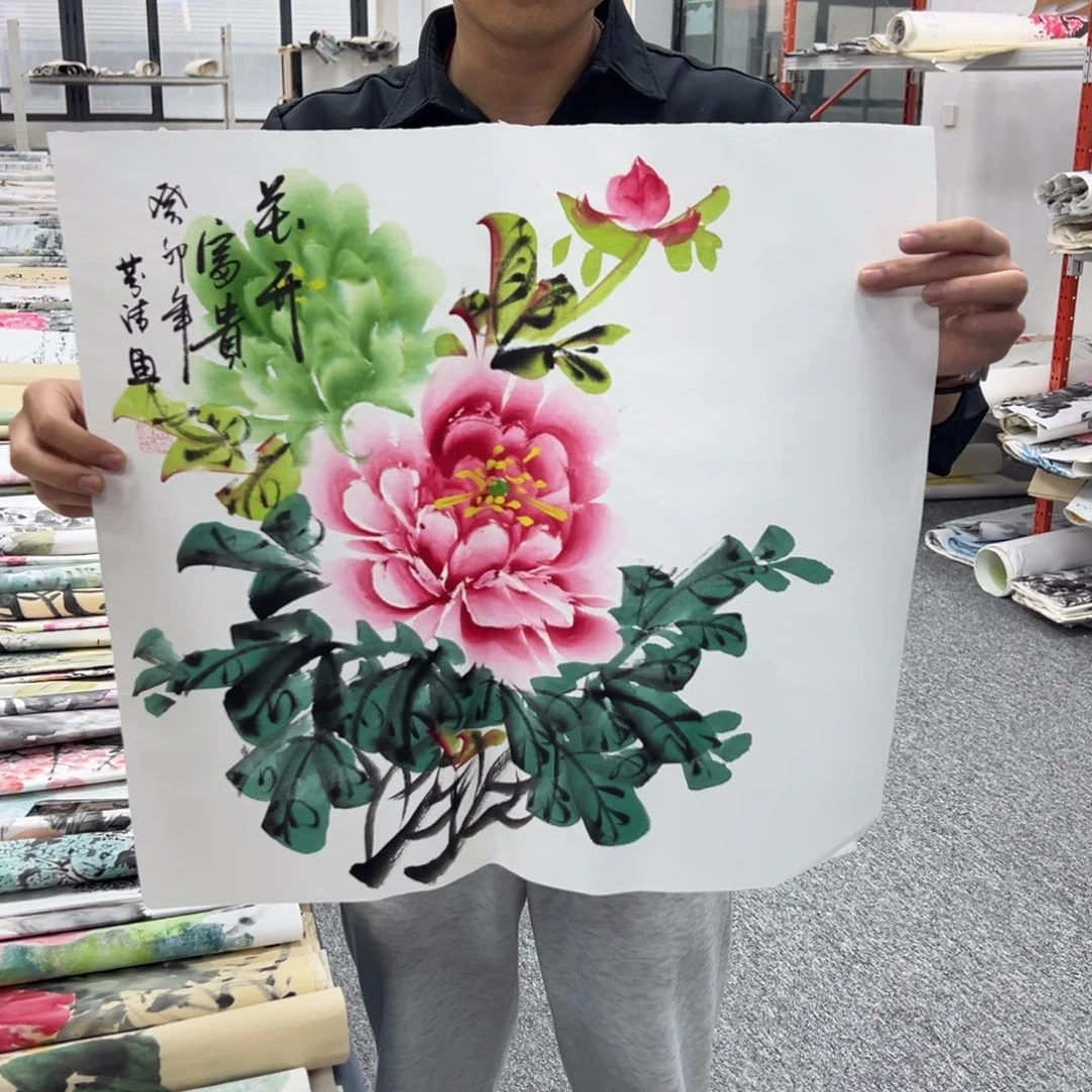 国画卖字画的小男孩