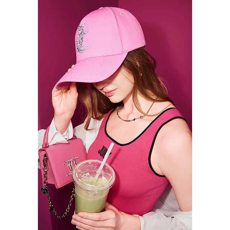 Juicy Couture橘滋25春新款粉樱星星休闲运动立体烫钻棒球帽女