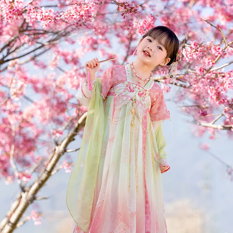 汉服女童秋款2025新款儿童高端超仙公主连衣裙女宝宝花神国风襦裙