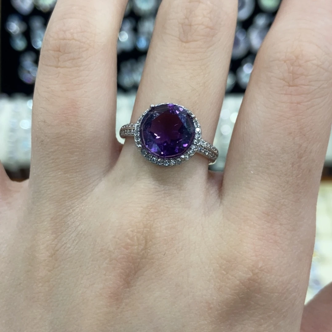 银S925镶嵌紫晶戒指