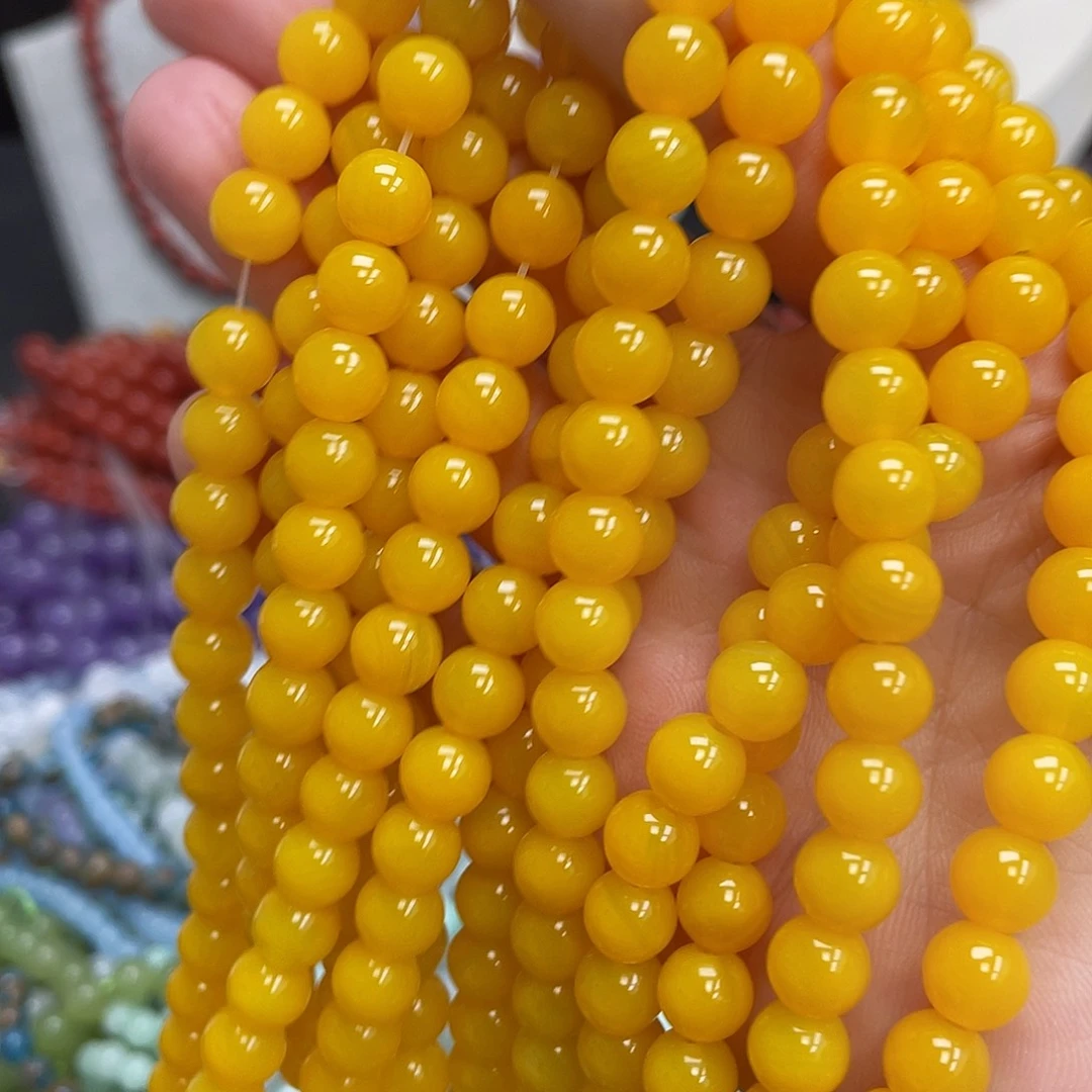 玛瑙/玉髓未镶嵌半成品黄玛瑙8m散珠