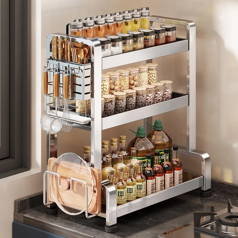 304不锈钢厨房调料置物架多功能调味品筷子刀架台面防锈收纳架子