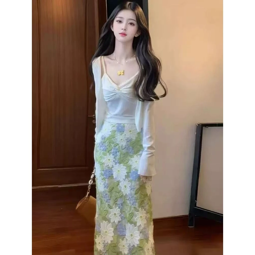 【A541-A550】春夏小个子穿搭蕾丝显瘦时尚时尚性感夏季开叉法式