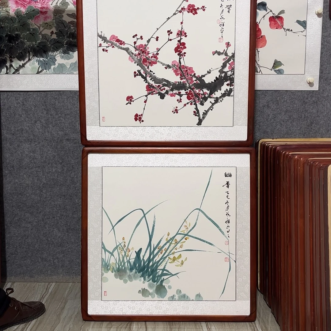 国画书画作品带框63×63