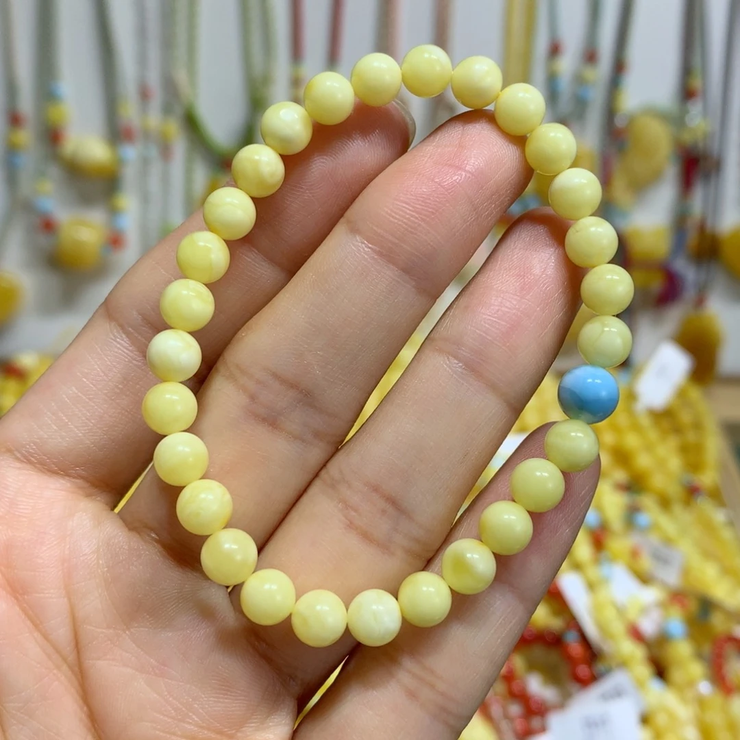 未镶嵌蜜蜡手链6mm