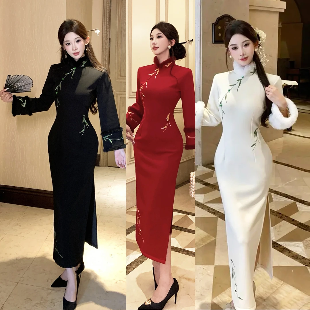 【妙竹】冬季网红少女高端气质加绒保暖新中式优雅显瘦婚礼敬酒日常