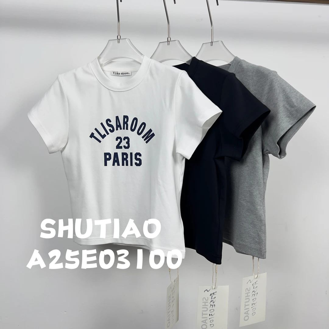【SHUTIAO】2025夏季：新款小众设计款T恤A25E03100