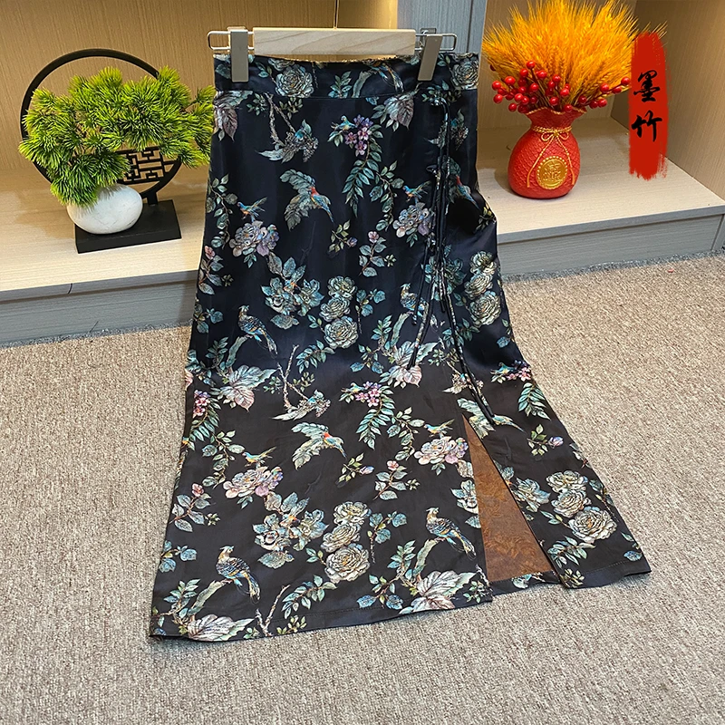 【69349】新中式中国风国潮时尚女装半身裙气质百搭流苏提花民族风